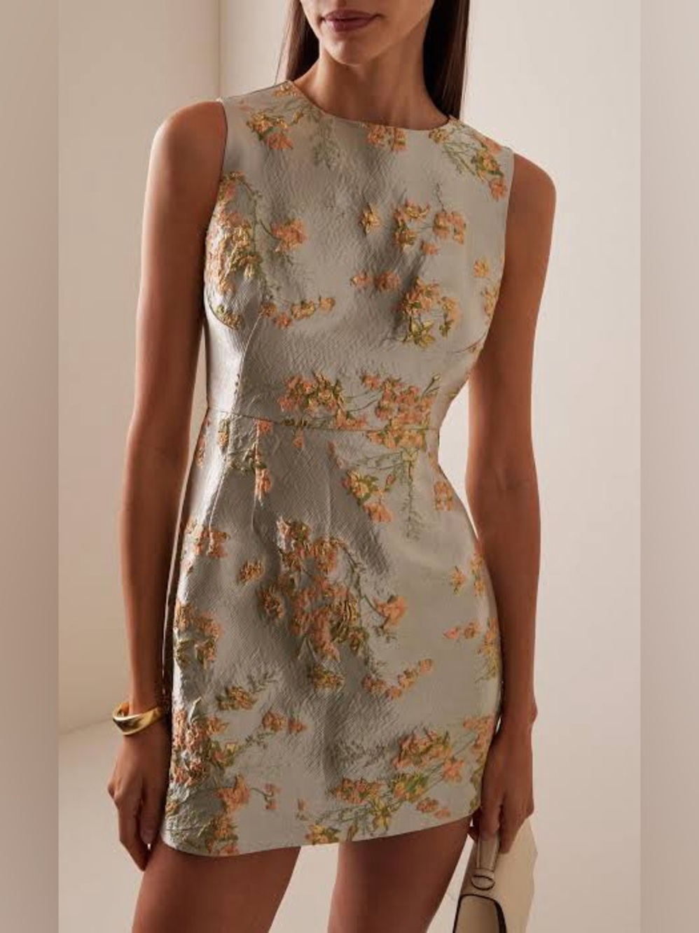 STAUD Garden Sleeveless Mini Dress – Metallic Bloom